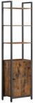 Brius Biblioteca inalta cu 6 rafturi si dulap, cadru metalic, rafturi reglabile, stil vintage, 40x24x160 cm, maro rustic (EZ-LLS132K01) Raft