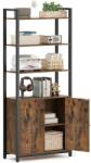 Brius Biblioteca cu rafturi deschise si dulap integrat, cadru metalic si PAL, 24x60x160 cm, maro rustic (EZ-LLS133K01) Raft