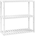 Brius Raft de depozitare din bambus, 3 polite, pentru bucatarie sau baie, 60x15x54 cm, alb (EZ-BCB13W)