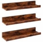Brius Set 3 rafturi suspendate plutitoare, cu margine frontala inaltata, 38x10x5 cm, maro rustic (EZ-LWS037X01) Raft