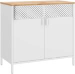 Brius Dulap depozitare metalic cu 2 usi, raft reglabil, cadru otel, stil industrial, 80x40x76 cm, alb si bej (EZ-LSC102W57) Comoda
