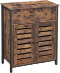 Brius Comoda depozitare cu 2 sertare si polite, usi tip jaluzea, stil industrial, 30x70x80 cm, maro rustic (EZ-LSC86BX) Comoda
