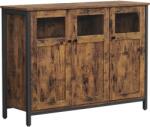 Brius Comoda 3 usi sticla cadru metalic stil industrial, 35x100x75 cm, depozitare eleganta, maro rustic (EZ-LSC099B01) Comoda