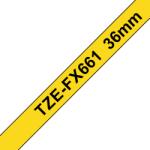 Brother TZE-FX661, Banda Etichete Laminata Flexibila Id, Negru Pe Galben, 36MM (TZEFX661_OEM)
