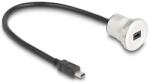 Delock USB 2.0 Mini-B beépített anya kábelcsatlakozóval 30 cm, alumínium (88186) (88186) (88186)