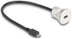 Delock USB 2.0 Micro-B beépített anya kábelcsatlakozóval 30 cm, alumínium (88184) (88184) (88184)