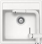 SCHOCK Nemo N-100S Cristalite Alpina egymedencés gránit mosogató szett, Schock Epos csaptelep, fehér, beépíthető (6426495455349)