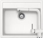 SCHOCK Nemo N-100 Cristalite Alpina egymedencés gránit mosogató szett, Schock Epos Ext csaptelep, fehér, beépíthető (6426495455271)