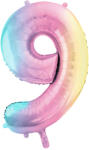  Fólia lufi szám alakú '9', 86 cm, pasztell szivárvány színben (FB1M-9-000P)
