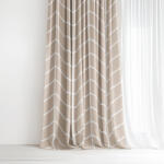 Goldea pamut függöny - fehér cikkcakk bézsen 180x150 cm