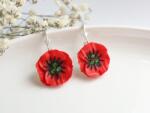 Atellier Wearable Art Cercei Poppy Flower pe suport din argint și cristale