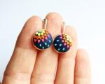 Atellier Wearable Art Cercei Little Rainbow Drops pe suport și tortițe din argint - cercei cu tortițe închise