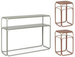 Bizzotto Set consola, 2 masute cafea otel maro verde salvie Clarity 2 x 30x30x50h; 105x32x77h (0747433)