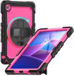  Strap Tartós borító kéztartóval és vállpánttal Lenovo Tab 10.1 (2025) - Fekete/rózsaszín (6602008549H)