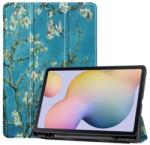  Printy állítható PU bőr táblagép tok Samsung Galaxy Tab S7 - fa virágokkal (101229133D)