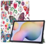  Patte PU bőr pénztárca tok Samsung Galaxy Tab S7 Plus tablethez - virágok és pillangók (101228804D)