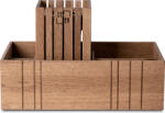 SQUARELY Organizator pentru birou TableORGANIZER culoarea lemnului de stejar nuanță închisă cu ghiveci autofertilizant GrowSMALL 2 el (108-4A3)