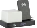 Karlsson Ceas deșteptător Retro, cu lampă de veghe și încărcare wireless, LED, lemn negru (KA6079BK)
