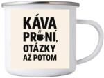  Fehér bádog bögre 380ml képpel - idézet: kávé 3 (HRNEK-PLECH-80X87-3)