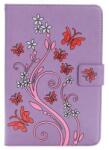  Pillangó PU bőr könyvtáska iPad mini, iPad mini 2, iPad mini 3 iPad minihez - lila (10117992H)