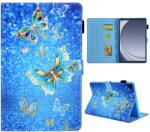  Kereszt okos tok Samsung Galaxy Tab A11/Tab A9 - kék és arany pillangókhoz (660204791F)