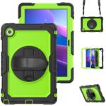  Strap Tartós borító kéztartóval és vállpánttal Lenovo Tab 10.1 (2025) - Fekete/Zöld (6602008549E)