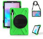  Rúgásálló hibrid borítás karszalaggal Samsung Galaxy Tab S6 T860/T865 készülékhez - zöld színű (101222657E)