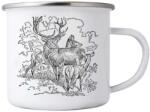  380ml fehér bádog bögre képpel - szarvas család (HRNEK-PLECH-80X87-61)