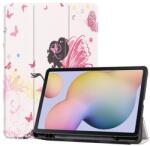  Printy állítható PU bőr táblagép tok Samsung Galaxy Tab S7 - lány és pillangók (101229133B)