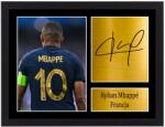 BELATONI Vászonkép Kylian Mbappé Franciaország fekete keretben autogram reprint 30x20 cm (Mbappe Francja 30x20 cm)