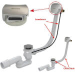 RAVAK Kádfeltöltés a túlf. kád le/túlf. szett-tel 800 B H/K krómozott fedéllel (X01504)