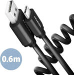 AXAGON Cablu de date / adaptor AXAGON Twister USB Male la USB-C Male 0.6 m Black amperaj maxim suportat 3A (BUCM-AM10TB)