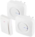 Somogyi Elektronic HOME DBKS1001AC vezeték és elem nélküli csengő készlet, 1x nyomógomb + 2x csengő, 100m hatótáv, 36 dallam, szabályozható hangerő, IP44, fényjelzés, kinetikus nyomógomb