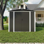 AOBABO Kerti fém tárolóépület nyeregtetővel - Nagy Méret, 240x180x200cm (SA-DS-05 NEW)