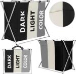 Springos Cos de rufe cu 3 compartimente, cadru aluminiu, 60x40x68cm, 146 litri (SPRI-HA0099)