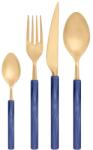 Bugatti Mediterra 24 darabos evőeszközkészlet, 6 személyes, modern design, elegáns, minimalista, prémium anyagok, 18/10 rozsdamentes acél, luxus díszdoboz, matt felület, kék