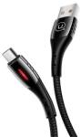 USAMS sj346 adatkábel, usb - microusb, 2a, gyorstöltő, 120cm, cipőfűző, led jelzés, fekete (SJ346USB01)