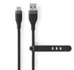 Nedis CCGB60800BK15 USB-A - USB-C szilikon kábel 1.5m fekete (CCGB60800BK15)
