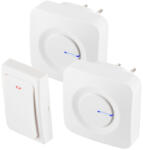 Somogyi Elektronic DBKS1001AC vezeték és elem nélküli csengő készlet, 1x nyomógomb + 2x csengő, 100m hatótáv, 36 dallam, szabályozható hangerő, IP44, fényjelzés, kinetikus nyomógomb - elektrosokk