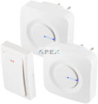 Somogyi Elektronic DBKS1001AC vezeték és elem nélküli csengő készlet, 1x nyomógomb + 2x csengő, 100m hatótáv, 36 dallam, szabályozható hangerő, IP44, fényjelzés, kinetikus nyomógomb - webmuszaki