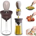 MACVI Macvi® olajpalack szilikon ecsettel, precíz skála, hőálló, könnyen tisztítható, ideális főzéshez, sütéshez és grillezéshez, Többszínű (MCV_MCV-01819)