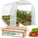 AKORD Furniture Factory AKORD Fóliasátor Tunel Fehér 200x300x200 cm Felhajtható Oldalfalakkal 1 Ajtó 6 Ablak (AKO-SZKOGRR32BIA)