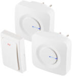 Somogyi Elektronic DBKS1001AC vezeték és elem nélküli csengő készlet, 1x nyomógomb + 2x csengő, 100m hatótáv, 36 dallam, szabályozható hangerő, IP44, fényjelzés, kinetikus nyomógomb - koronaphone