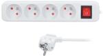 Solight Hosszabbító kábel 4 aljzattal - 3m, kapcsoló, 3x1, 5, fehér