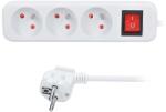 Solight Hosszabbító kábel 3 aljzattal - 5m, kapcsoló, 3x1, 5, fehér