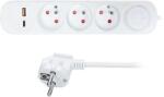 Solight Hosszabbító kábel 3 aljzattal + USB A + USB C - 5m, kapcsoló, 3x1, 0, fehér
