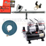 Fengda® - Fenghua Bida Airbrush szett: FENGDA ®AS-196 kompresszor+pisztoly Iwata Rev. HP-CR+cső+állvány () (FEN-SET22)