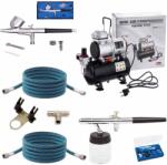 Fengda® - Fenghua Bida Airbrush szett: AS-186 kompresszor + 2x Airbrush pisztoly +2xcső+állvány+elosztó () (AB-COMP3L)