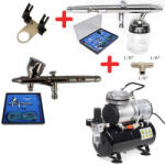 Fengda® - Fenghua Bida Airbrush szett: AS-186 kompresszor + BD-180K pisztoly + BD-182K pisztoly () (AS-186 SET3)