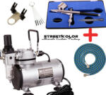Fengda® - Fenghua Bida Airbrush szett: Kompresszor és BD-130 airbrush pisztoly + cső + állvány + kefék (AS18-2 SETEXTRA)
